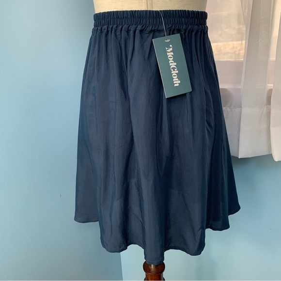 NWT ModCloth Blue Stay Sassy A-Line Skater Skirt - Picture 6 of 6